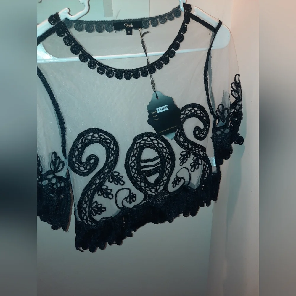 black sheer mesh crop top🖤 - Picture 8 of 8
